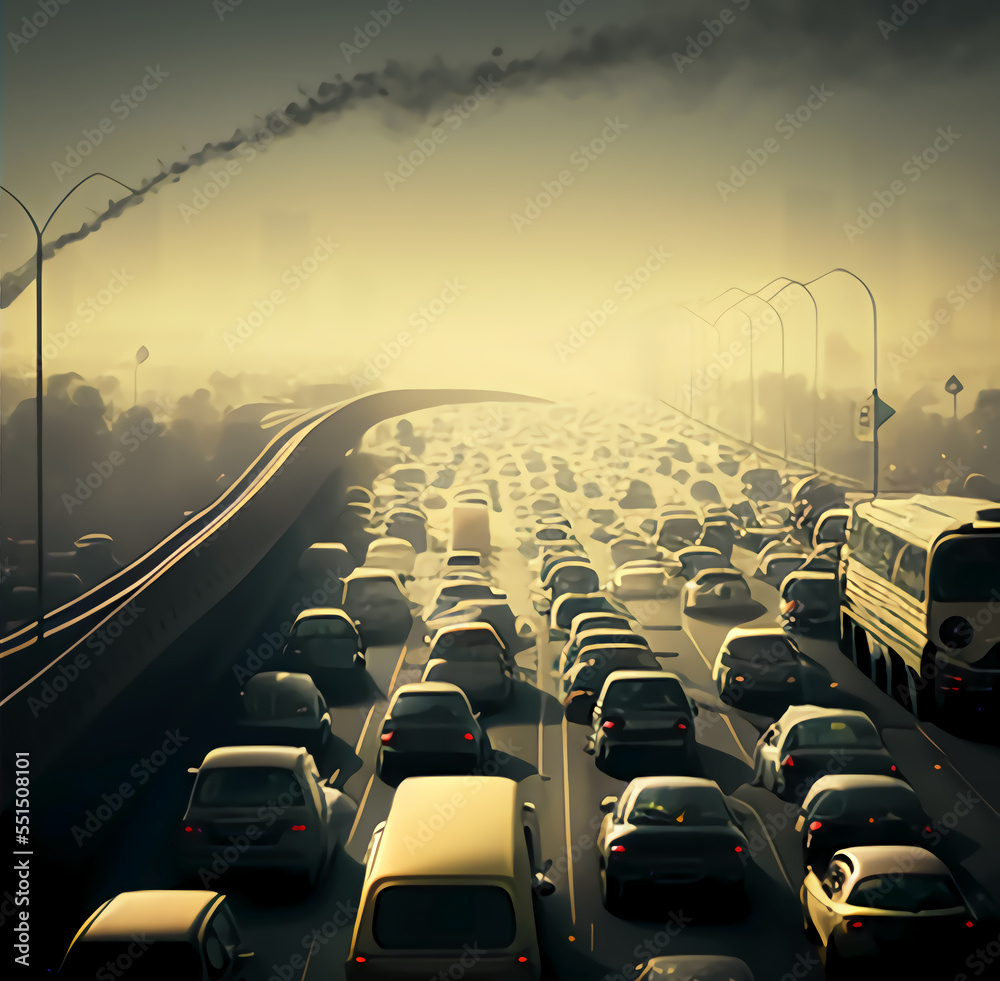 cars, traffic jam, smog, autobahn, pollution, 