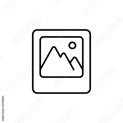 Picture line icon. Image, photo, photographer, memory, drawing, illustration, screen saver, sketch. Digital information concept. Vector black line icon on a white background