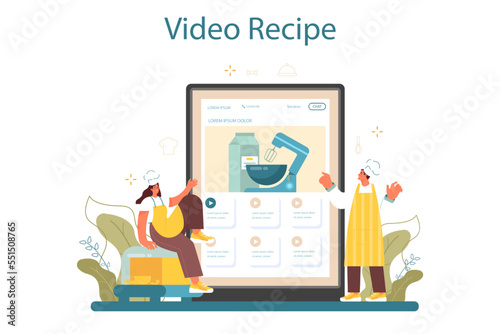 Pasta maker online service or platform. Baker cooking italian