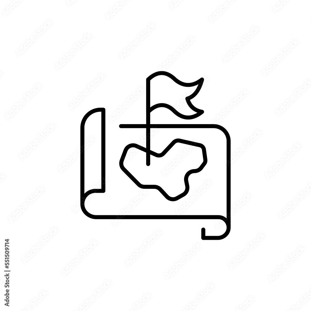 Map flag line icon. Competition, map, geography, mark, place, goal, path, race, performance, designation. Competition concept. Vector black line icon on a white background Map flag line icon. Competition, map, geography, mark, place, goal, path, race, performance, designation. Competition concept. Vector black line icon on a white background