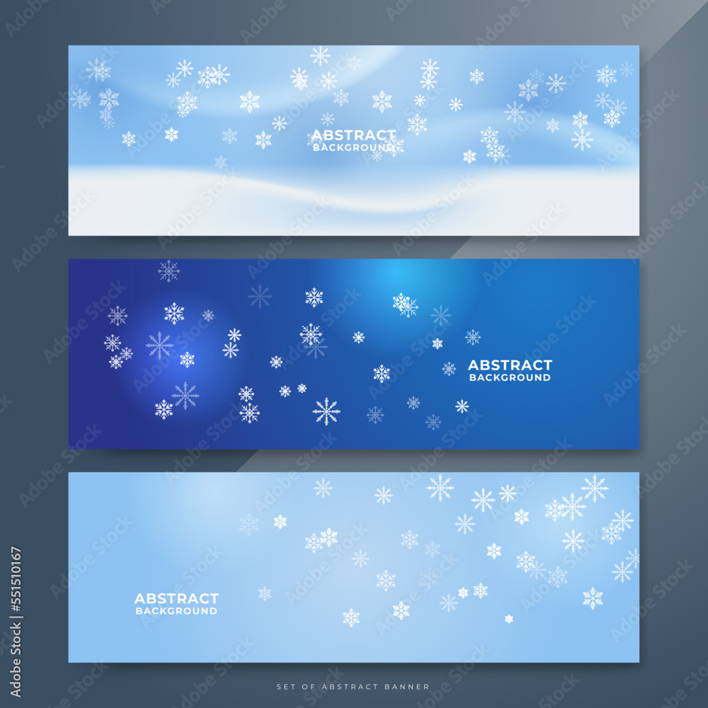 Beautiful christmas banner with blue snowflake. Merry Christmas text with copy space. Vector illustration.
