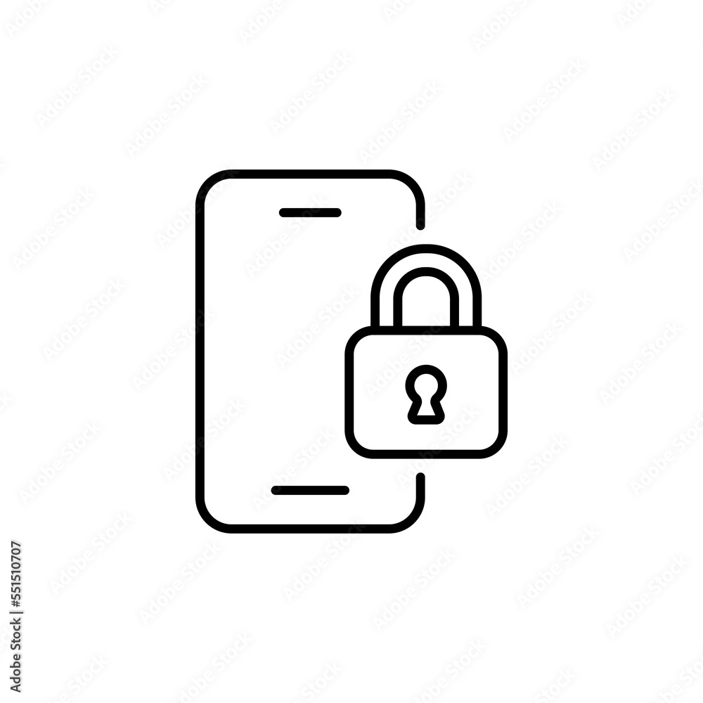Smartphone line icon. Gadget, speed, performance, modern, internet, app, share, block, password, privacy. Technology concept. Vector black line icon on a white background Smartphone line icon. Gadget, speed, performance, modern, internet, app, share, block, password, privacy. Technology concept. Vector black line icon on a white background