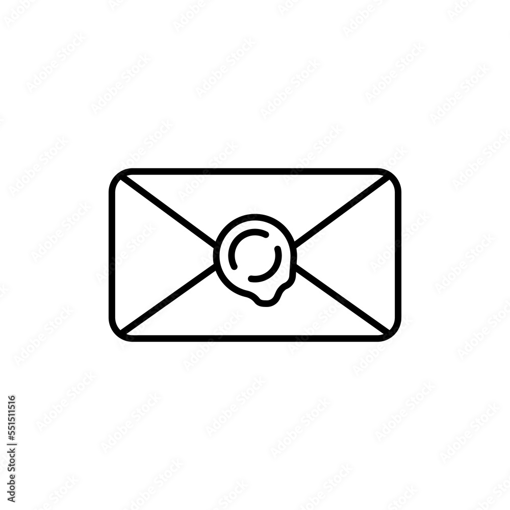 Letter line icon. Envelope, sheet, messenger, message, telegram, mail, correspondence, data, attachments. Communication concept. Vector black line icon on white background Letter line icon. Envelope, sheet, messenger, message, telegram, mail, correspondence, data, attachments. Communication concept. Vector black line icon on white background