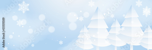 Elegant Christmas banner wallpaper with Frosty Snowflake. Seasonal Banner with copy-space.