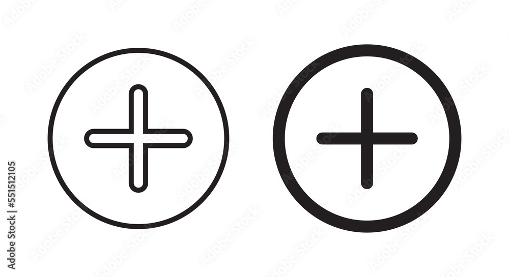 Add button icon vector. Plus sign symbol isolated on circle line background Add button icon vector. Plus sign symbol isolated on circle line background