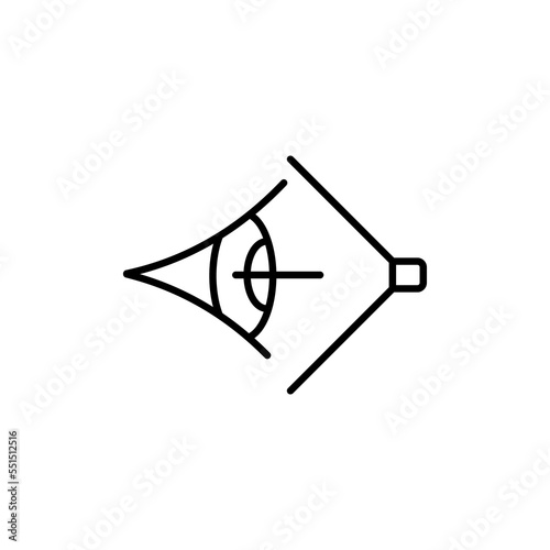 Eye line icon. Profile, attention, concentration, dialogue, chat, connection, focus, reaction, notification. Communication concept. Vector black line icon on a white background