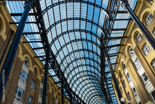 Glass roof of Hay's Galleria building in London, UK photo