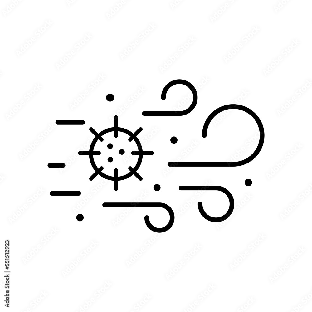 Cough line icon. Virus, person, disease, treatment, doctor, air, malaise, temperature, drugs, prescription, doctor's referral. Health concept. Vector black line icon on a white background Cough line icon. Virus, person, disease, treatment, doctor, air, malaise, temperature, drugs, prescription, doctor's referral. Health concept. Vector black line icon on a white background