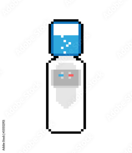 Office water cooler pixel art. 8 bit Vector illustration
