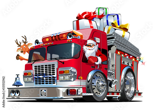 Cartoon Christmas firetruck