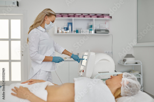 Beauty treatment at professional dermatology clinic
