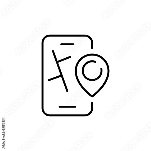 Phone line icon. Notification, speech bubble, sms, camera, translator, map, popup, communication, chat, dialogue. communication concept. Vector black line icon on white background