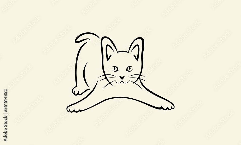 line art cat logo design