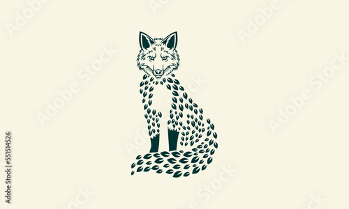 line art fox logo template