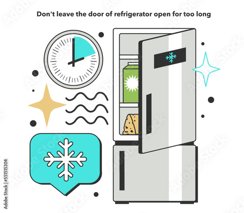 Don't leave the door of refrigerator open for too long for energy efficiency