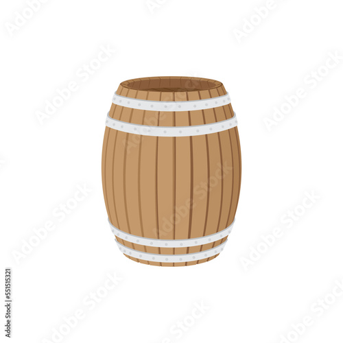 Barrel. Wooden keg hand drawn illustration. Realistic oak cask. Part of set. 