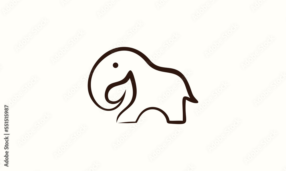 line art elephant logo template