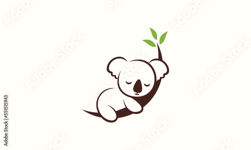 line art koala logo template