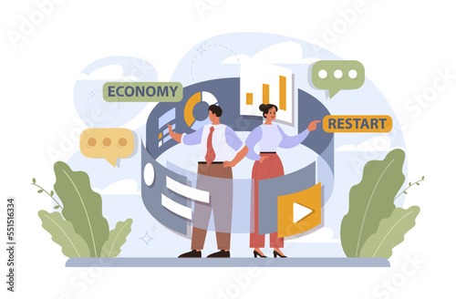 Business restart. Economy recovery after crisis or restrictions.