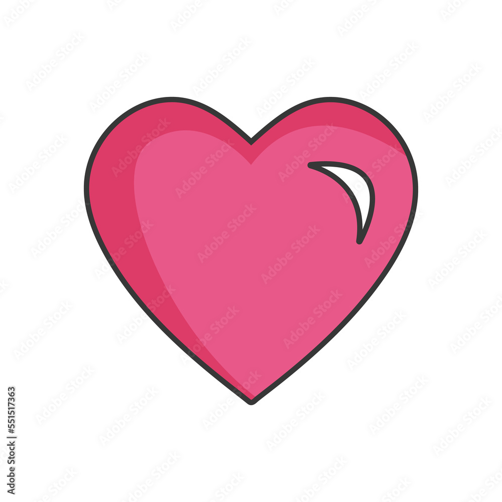 Pink heart pop art style icon for Happy Valentines day. Love sign symbol template, decoration elements, square composition on white background.