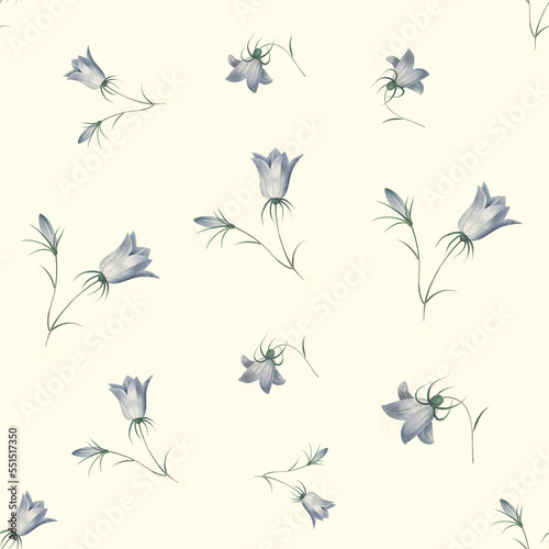 Hand drawn Flowers Seamless Pattern , Flowers Background.