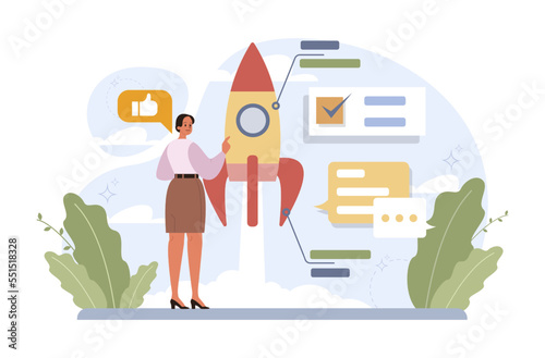 Rocket launch concept. Business start up or succesful project progress