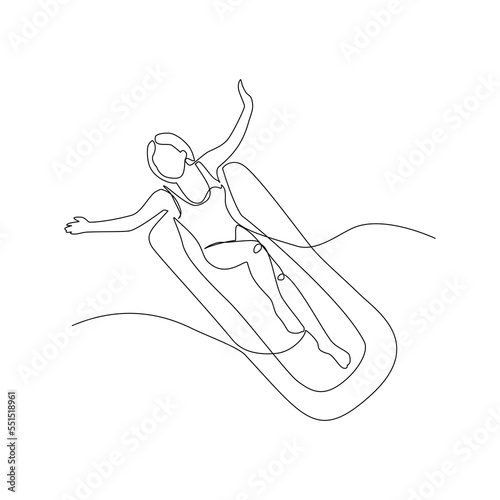 Vector illustration of a resting girl drawn in line-art style