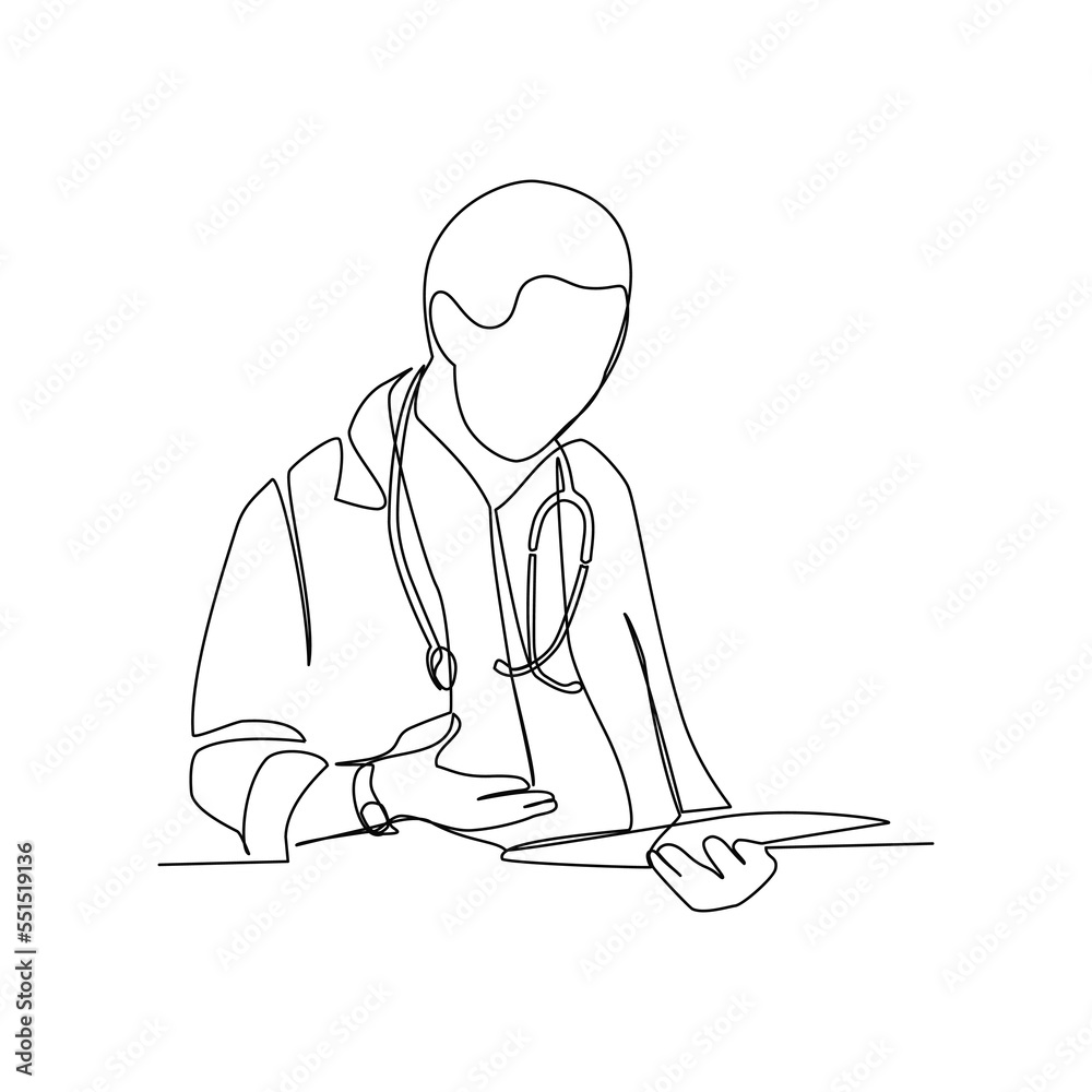 Vector illustration doctoral hand drawn in line art style