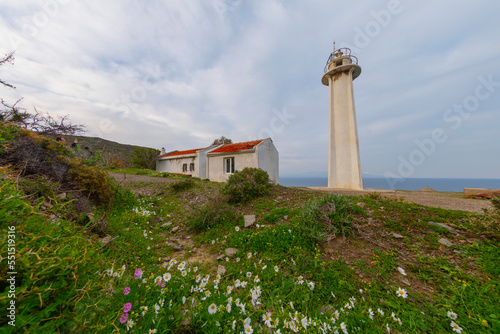 Sarpincik Lighthouse is located on the Karaburun Peninsula in the west of Izmir Bay. photo