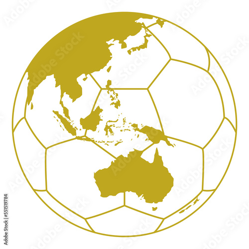 World Map on the Foot Ball Silhouette for Icon, Symbol, Pictogram, Sport News, Art Illustration, Apps, Website or Graphic Design Element. Format PNG photo