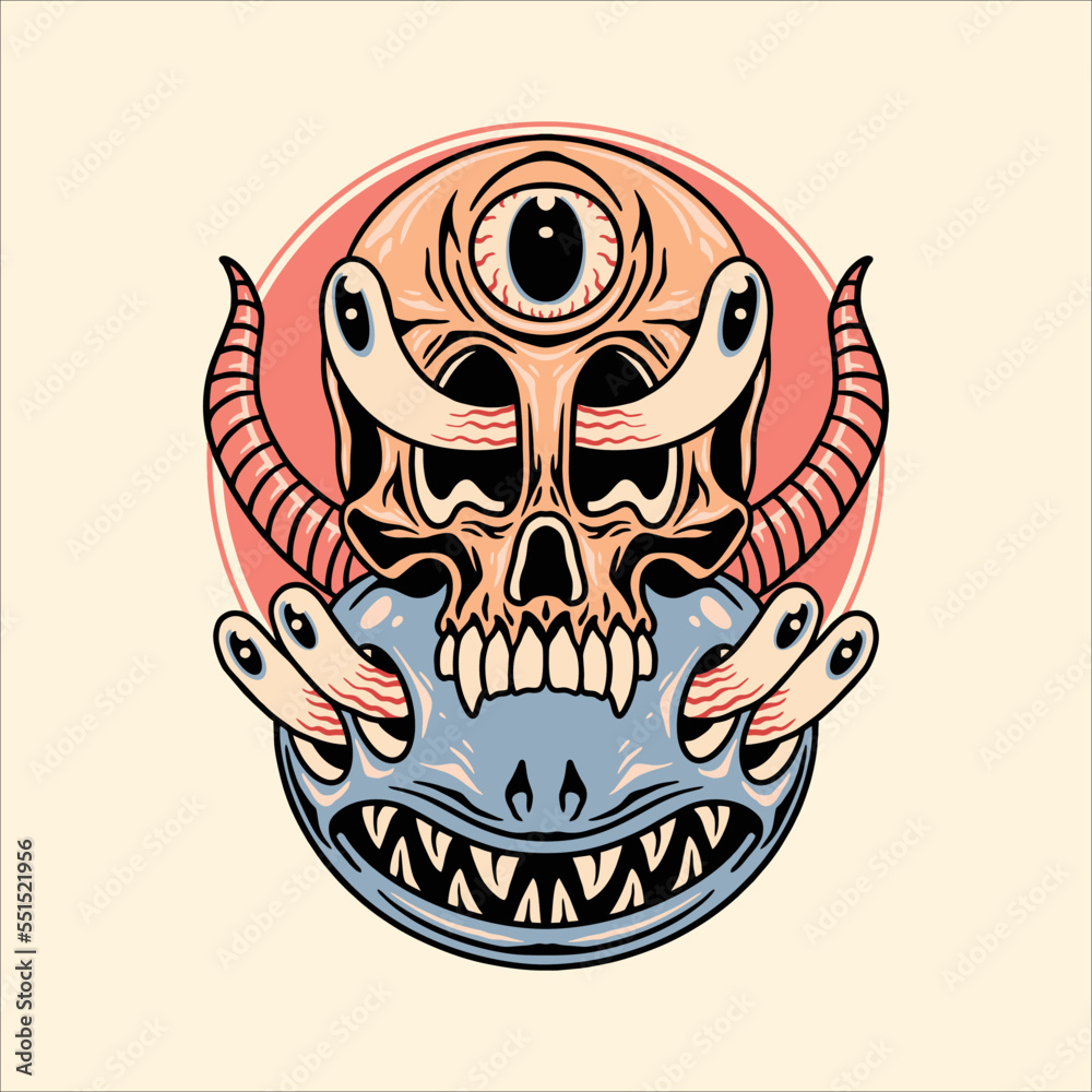 monster trippy psychedelic vector design monster trippy psychedelic vector design