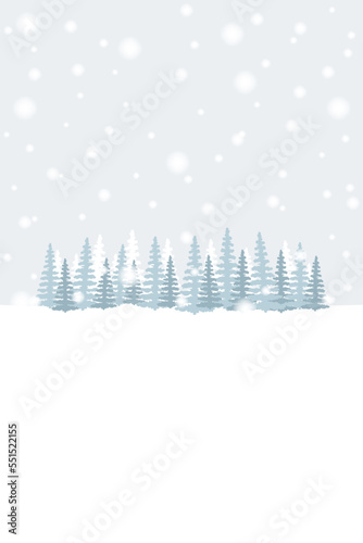 Winter snow landscape with fir trees vertical