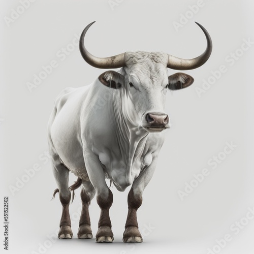 bull on a white background. rendering