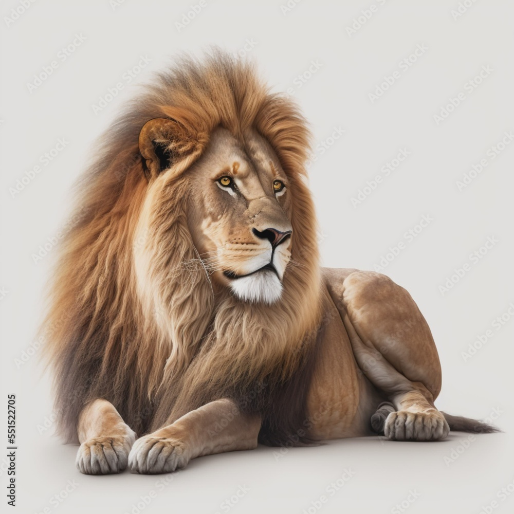 lion on a white background. rendering