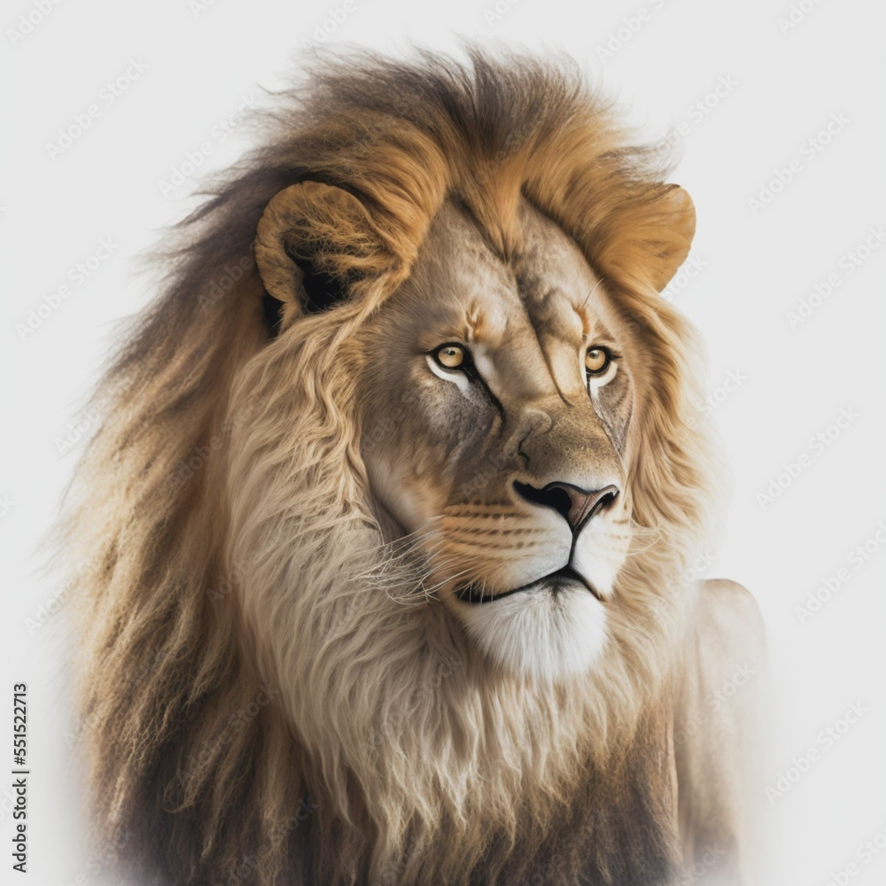 lion on a white background. rendering