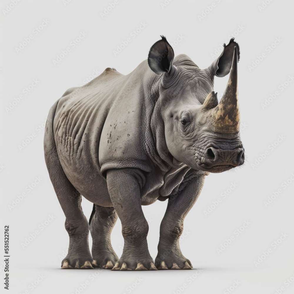 Obraz premium Rhino on a white background. rendering