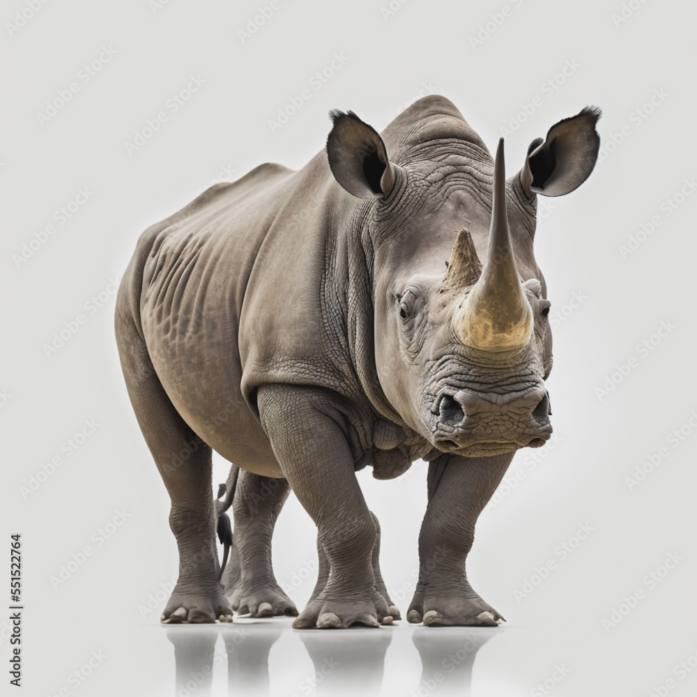 Fototapeta premium Rhino on a white background. rendering
