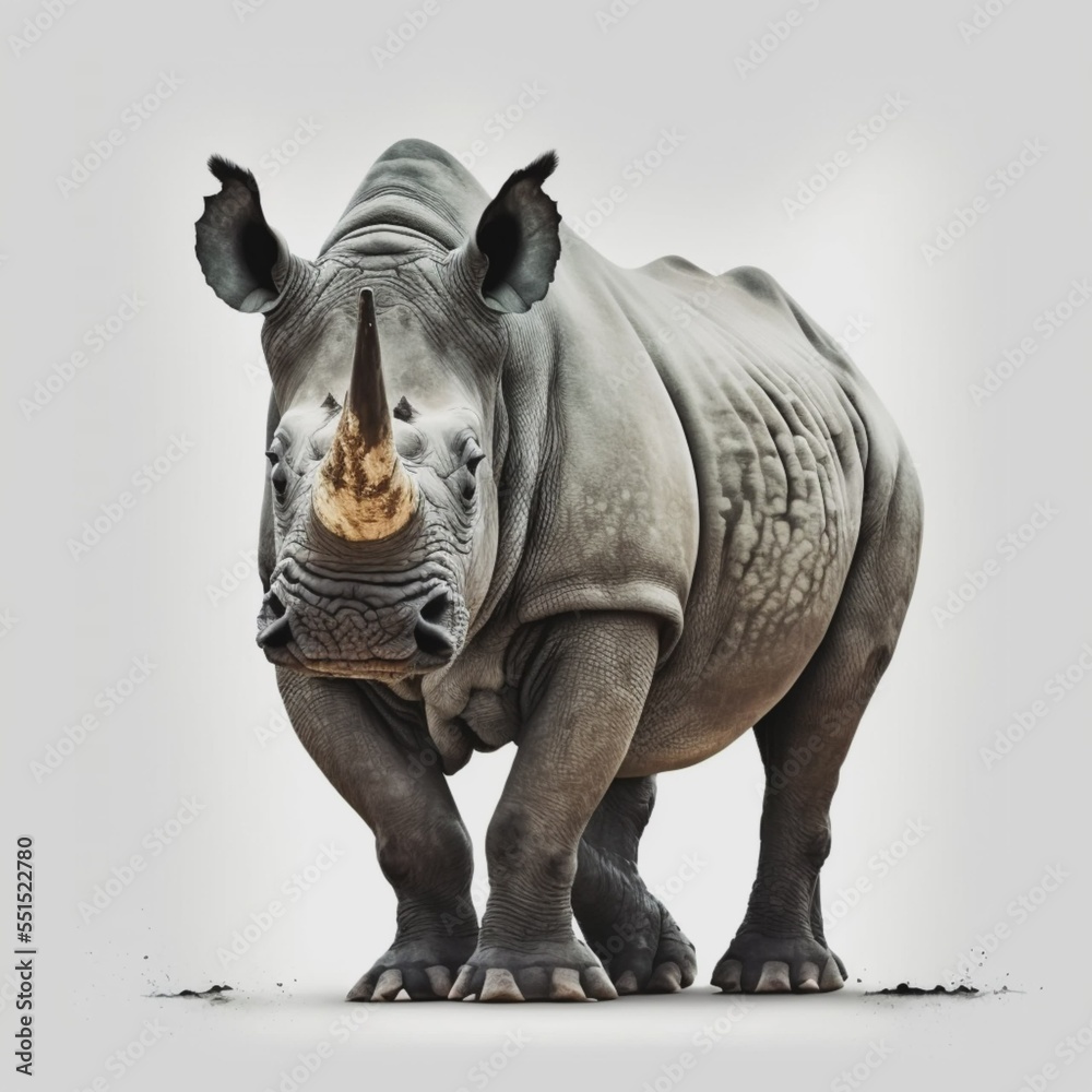 Rhino on a white background. rendering Rhino on a white background. rendering