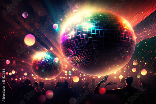 The use of disco balls during a social event photo