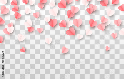 Vector paper hearts png. Valentine's Day, multicolored hearts png. Love, holiday, paper elements.