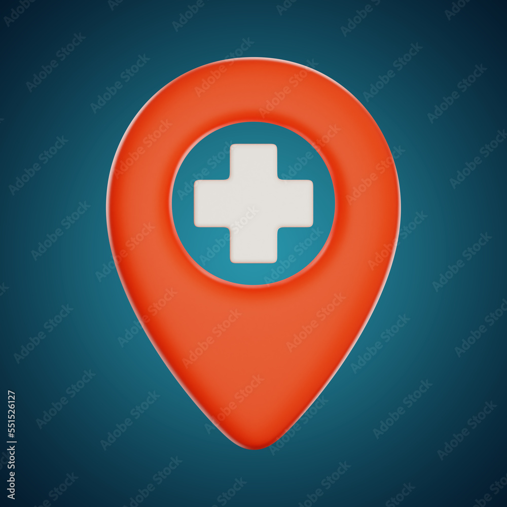 Fototapeta premium Premium medical location hospital icon 3d rendering on isolated background