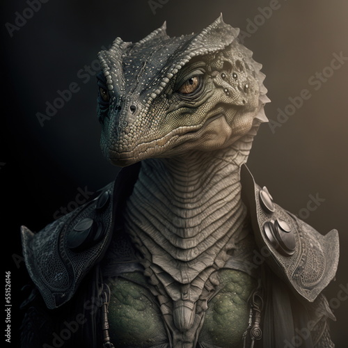 Tela Reptilian Face Close Up Portrait - AI illustration 01 also called reptoids, arch