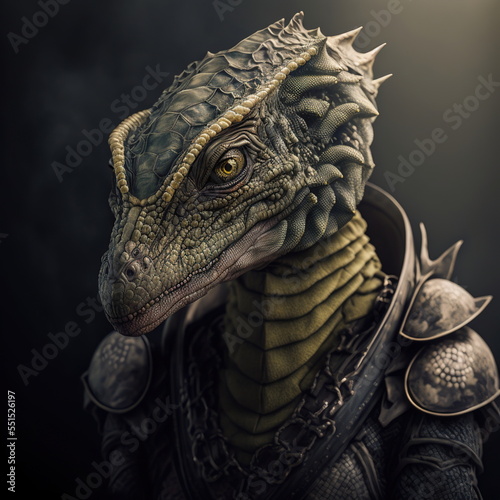 Fotografiet Reptilian Face Close Up Portrait - AI illustration 08 also called reptoids, arch