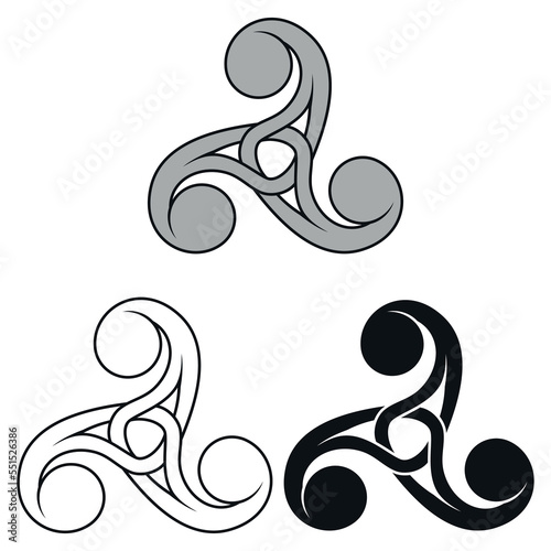 Knotted triskelion symbol design photo