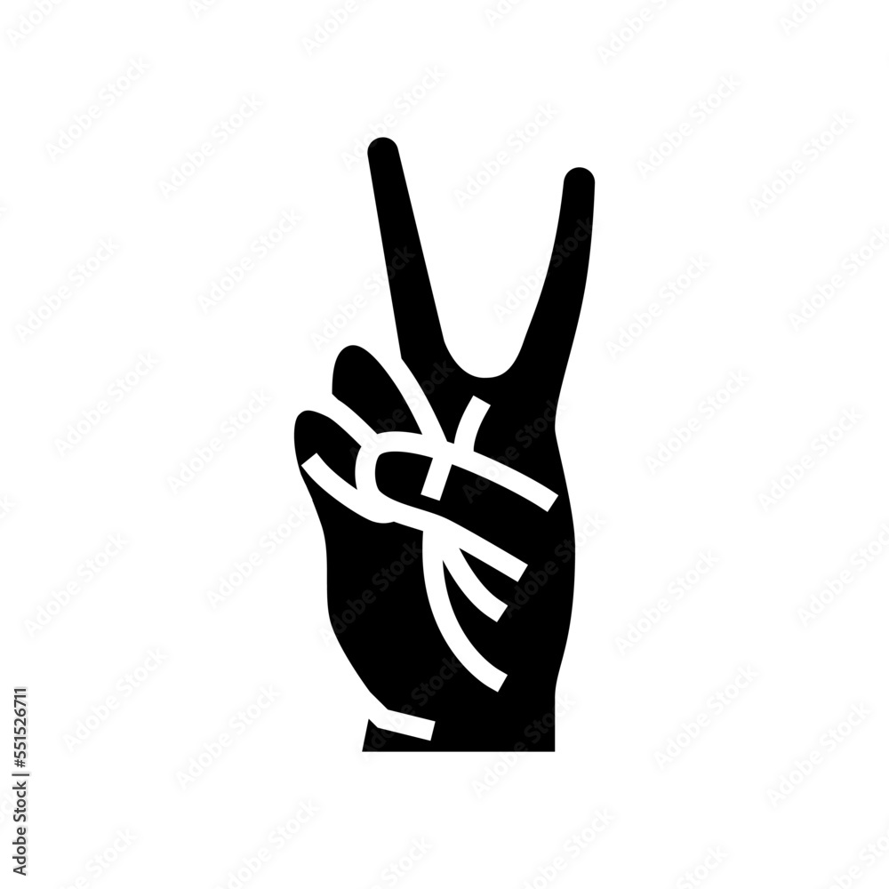 two number hand gesture glyph icon vector. two number hand gesture sign. isolated symbol illustration two number hand gesture glyph icon vector. two number hand gesture sign. isolated symbol illustration