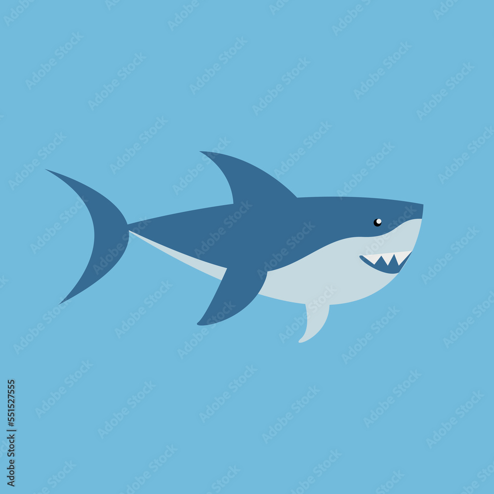 Shark, predatory fish - cartoon, vector, illustration Shark, predatory fish - cartoon, vector, illustration