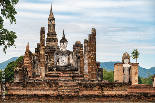 View of Wat Mahathat temple the most important and impressive temple compound in Sukhothai Historical Park. © boyloso