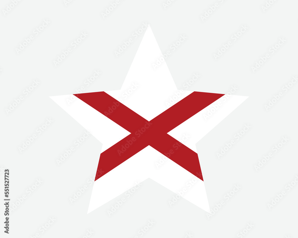 Alabama Star Flag. AL USA Star Shape State Flag. Alabamian US Banner Icon Symbol Vector Flat Artwork Graphic Illustration Alabama Star Flag. AL USA Star Shape State Flag. Alabamian US Banner Icon Symbol Vector Flat Artwork Graphic Illustration