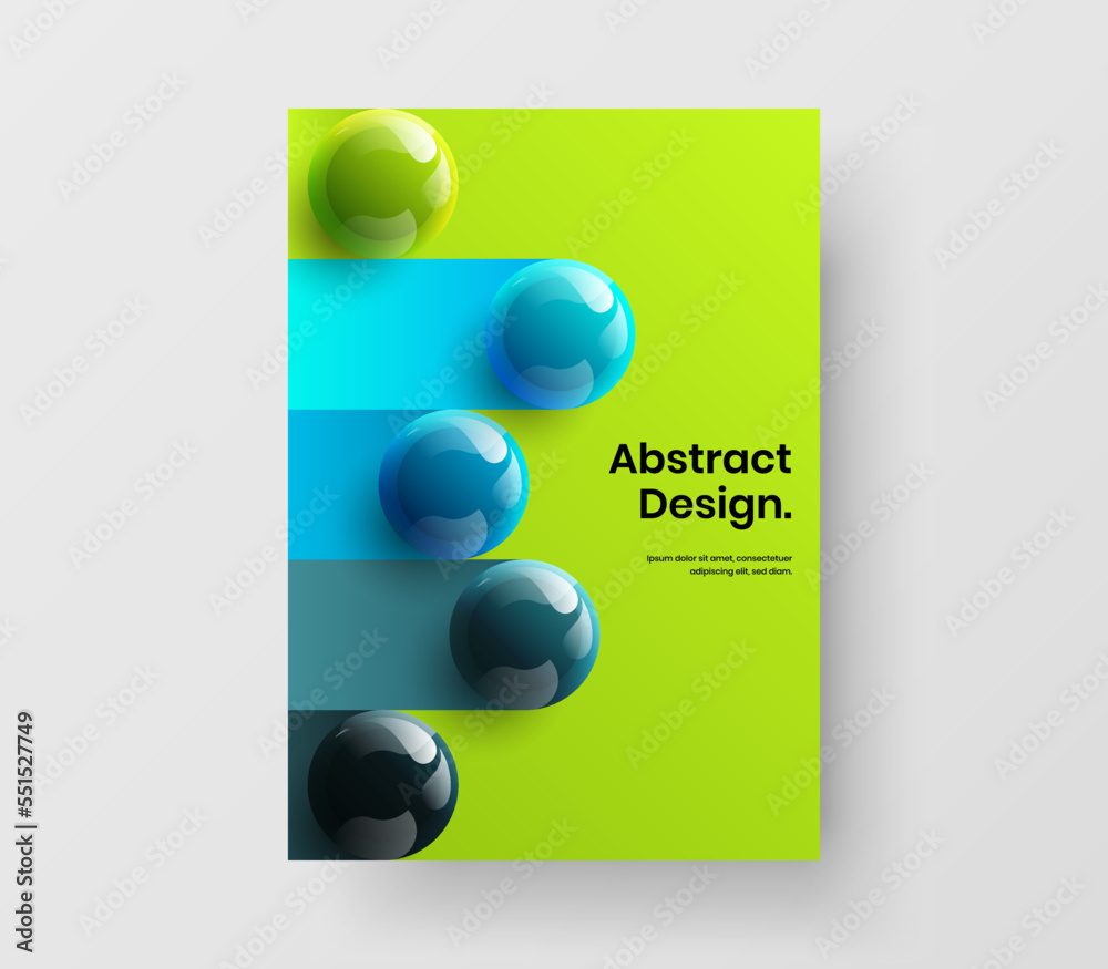 Bright journal cover vector design concept. Abstract 3D spheres placard layout. Bright journal cover vector design concept. Abstract 3D spheres placard layout.