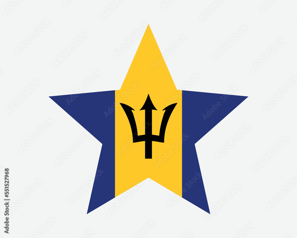 Barbados Star Flag. Barbadian Star Shape Flag. Bajan Country National Banner Icon Symbol Vector 2D Flat Artwork Graphic Illustration Barbados Star Flag. Barbadian Star Shape Flag. Bajan Country National Banner Icon Symbol Vector 2D Flat Artwork Graphic Illustration